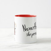 Strichmännchen Girl with Daisis and Quote Tasse (Zentrum)