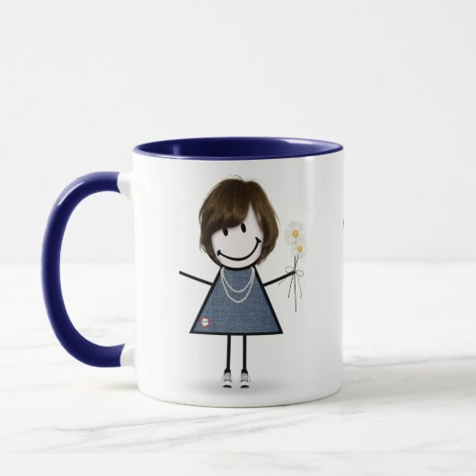 Strichmännchen Girl with Daisis and Quote Tasse (Links)