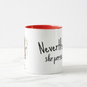 Strichmännchen Girl with Daisis and Quote Tasse (Zentrum)