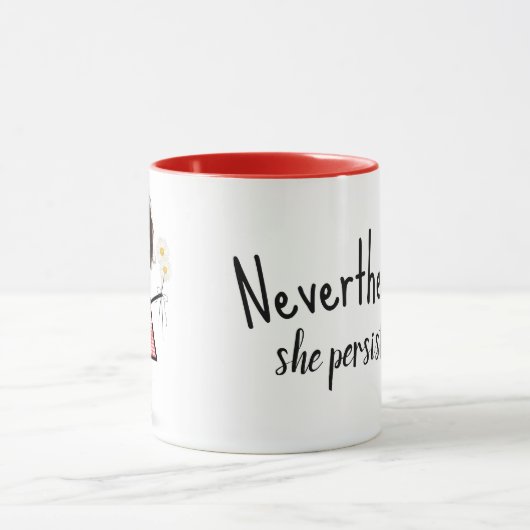 Strichmännchen Girl with Daisis and Quote Tasse (Zentrum)