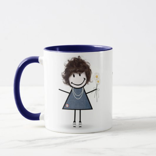 Strichmännchen Girl with Daisis and Quote Tasse (Links)