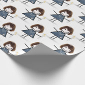 Strichmännchen Girl with Daisis Geschenkpapier (Ecke)