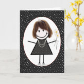 Strichmännchen Girl with Daisis Karte (Gelbe Blume)