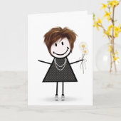 Strichmännchen Girl with Daisis Karte (Gelbe Blume)