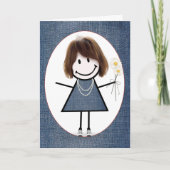 Strichmännchen Girl with Daisis Karte (Vorderseite)