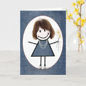 Strichmännchen Girl with Daisis Karte (Gelbe Blume)