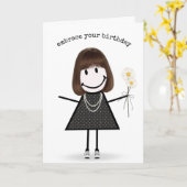 Strichmännchen Girl with Daisis Karte (Gelbe Blume)