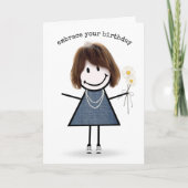 Strichmännchen Girl with Daisis Karte (Vorderseite)