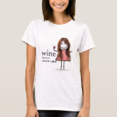 Strichmännchen Girl with Red Wine Glass T-Shirt (Vorderseite)