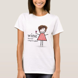 Strichmännchen Girl with Red Wine Glass T-Shirt