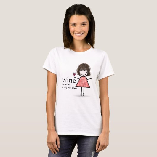 Strichmännchen Girl with Red Wine Glass T-Shirt (Vorne ganz)