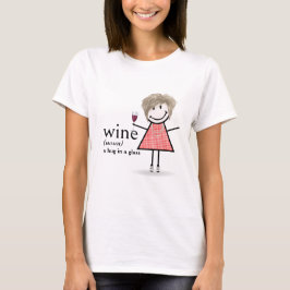 Strichmännchen Girl with Red Wine Glass T-Shirt