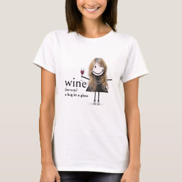 Strichmännchen Girl with Red Wine Glass T-Shirt