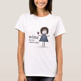 Strichmännchen Girl with Red Wine Glass T-Shirt