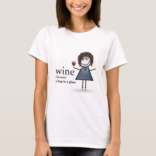 Strichmännchen Girl with Red Wine Glass T-Shirt (Vorderseite)