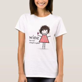 Strichmännchen Girl with Red Wine Glass T-Shirt
