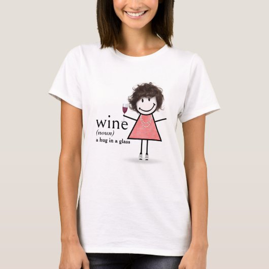 Strichmännchen Girl with Red Wine Glass T-Shirt (Vorderseite)