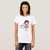 Strichmännchen Girl with Red Wine Glass T-Shirt (Vorne ganz)