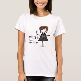 Strichmännchen Girl with Red Wine Glass T-Shirt