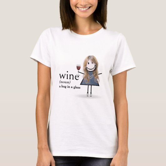 Strichmännchen Girl with Red Wine Glass T-Shirt (Vorderseite)