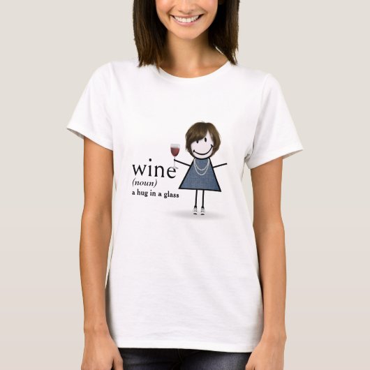 Strichmännchen Girl with Red Wine T-Shirt (Vorderseite)