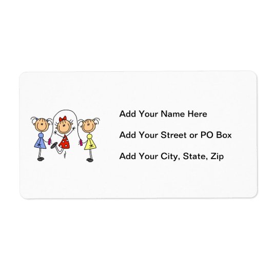 Strichmännchen GIrls Jumping Rope (Vorne)