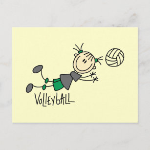 Strichmännchen Girls Volleyball T - Shirt und Gesc Postkarte