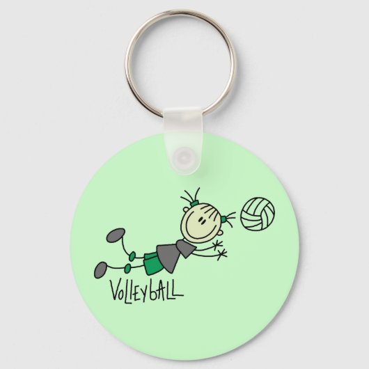 Strichmännchen Girls Volleyball T - Shirt und Gesc Schlüsselanhänger (Vorderseite)