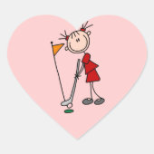 Strichmännchen Golfer Herz-Aufkleber (Vorderseite)