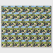 Strichmännchen-Golfer in einem Golfwagen Geschenkpapier (Flach)