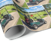Strichmännchen-Golfer in einem Golfwagen Geschenkpapier (Rolleneckpunkt)