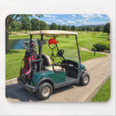 Strichmännchen-Golfer in einem Golfwagen Mousepad (Vorne)