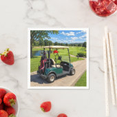 Strichmännchen-Golfer in einem Golfwagen Serviette (Beispiel)