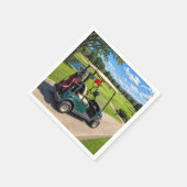 Strichmännchen-Golfer in einem Golfwagen Serviette (Ecke)