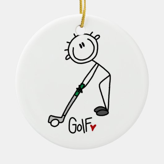 Strichmännchen Golfer Keramikornament (Vorne)