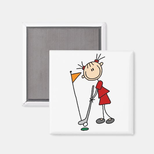 Strichmännchen Golfer Magnet (Vorderseite/Rückseite)