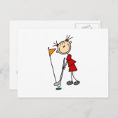 Strichmännchen Golfer Postkarte (Vorne/Hinten)