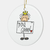 Strichmännchen GRILLEN Queen Keramikornament (Links)