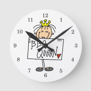 Strichmännchen GRILLEN Queen Runde Wanduhr