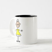 Strichmännchen-Großmutter-Tasse Zweifarbige Tasse (Vorderseite Links)