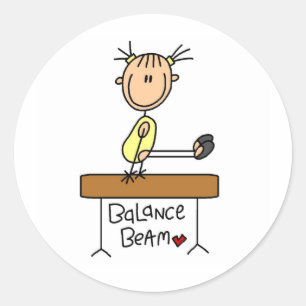 Strichmännchen Gymnast auf Balanceaufkleber Runder Aufkleber