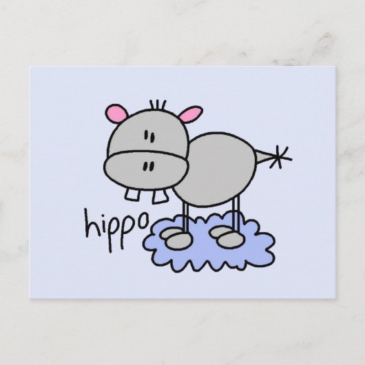 Strichmännchen Hippo T - Shirt und Geschenke Postkarte (Vorderseite)