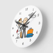 Strichmännchen Hochzeit Flitterwochen T - Shirt un Runde Wanduhr (Winkel)