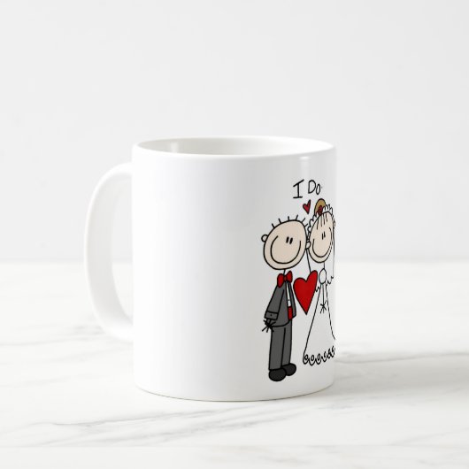 Strichmännchen Hochzeit und Hochzeit Kaffeetasse (Vorderseite Links)