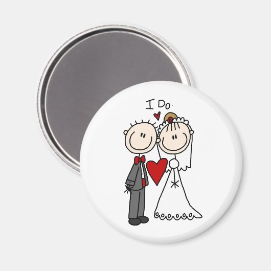 Strichmännchen Hochzeit und Hochzeit Magnet (Vorderseite/Rückseite)