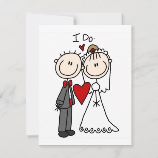 Strichmännchen Hochzeit und Hochzeit Mitteilungskarte (Rückseite)