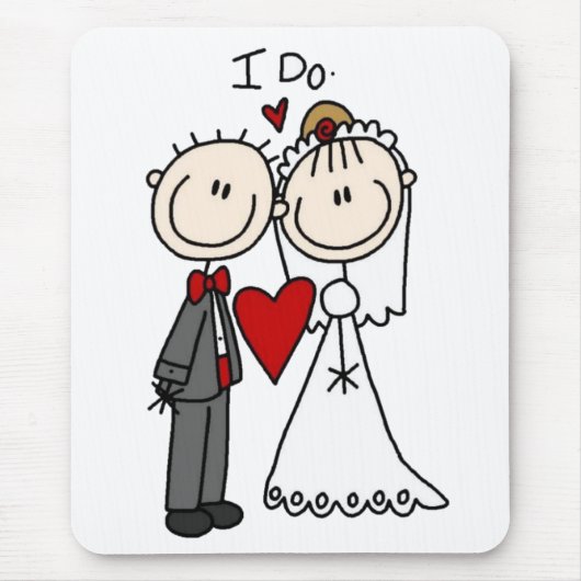 Strichmännchen Hochzeit und Hochzeit Mousepad (Vorne)