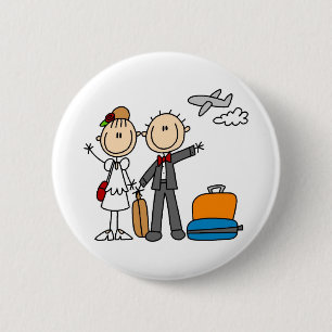 Strichmännchen-Hochzeits-Flitterwochen-T-Shirts un Button