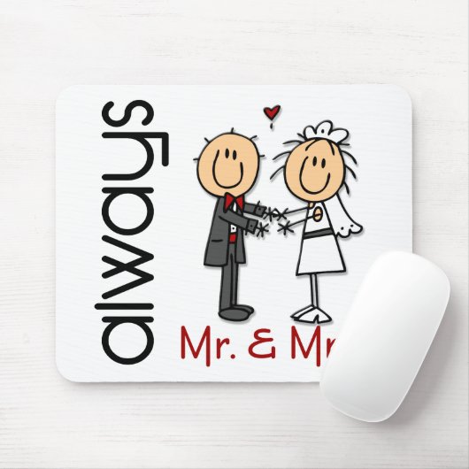 Strichmännchen-Hochzeits-Paar-Herr u. Frau Always Mousepad (Mit Mouse)