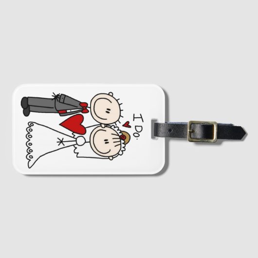 Strichmännchen Hochzeitsreise ich tue Gepäckanhänger (Vorderseite (Horizontal))